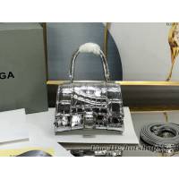 Balenciaga專櫃爆款升級版銀色鱷魚紋沙漏包 巴黎世家mini Hourglass沙漏包 fyj1111