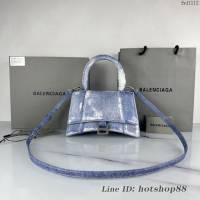 Balenciaga專櫃爆款手提肩背女包沙漏包 巴黎世家Hourglass牛皮牛仔印花沙漏包 fyj1112