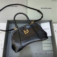 Balenciaga專櫃2022爆款鱷魚紋軟性牛皮手提肩背女包 巴黎世家Editor沙漏餃子包 fyj1166