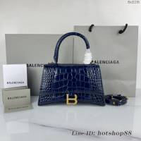 Balenciaga專櫃爆款寶藍鱷魚紋金扣手提女包 巴黎世家原廠S號Hourglass沙漏包 款號：8895 fyj1191