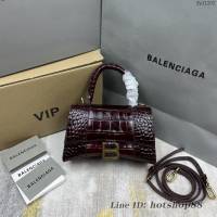 Balenciaga專櫃爆款鱷魚紋酒紅色Hourglass沙漏包 巴黎世家頂級原單手提肩背包 fyj1202