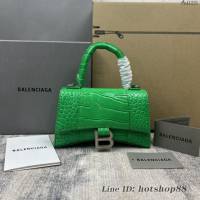 Balenciaga專櫃爆款電光綠鱷魚紋XS號Hourglass沙漏包 巴黎世家頂級原單手提肩背包 款號：8895 fyj1221