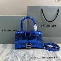 Balenciaga專櫃爆款新色xs號鱷魚紋Hourglass沙漏包 巴黎世家頂級原單手提肩背包 款號：8896 fyj1238