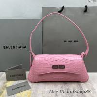 Balenciaga專櫃2022爆款XX系列腋下包 巴黎世家鱷魚粉肩背女包 fyj1260