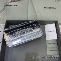 Balenciaga專櫃爆款大號鱷魚銀肩背包 巴黎世家新款Gossip bag斜挎包 fyj1303