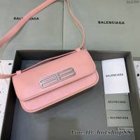 Balenciaga專櫃爆款大號牙籤紋粉肩背包 巴黎世家新款Gossip bag斜挎包 fyj1309