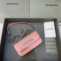 Balenciaga專櫃爆款小號牙籤紋粉肩背包 巴黎世家新款Gossip bag斜挎包 fyj1310