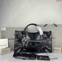 Balenciaga專櫃爆款手提女包 巴黎世家原版油蠟頭層牛皮香皮鳳梨金釘迷大號機車包 fyj1343