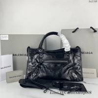 Balenciaga專櫃爆款手提女包 巴黎世家原版油蠟頭層牛皮香皮鳳梨金釘中號機車包 fyj1345