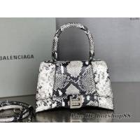 Balenciaga專櫃新款原廠皮手提包 巴黎世家蛇紋灰色/銀扣沙漏包 fyj1350