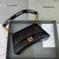 Balenciaga專櫃新品速遞Downtown鏈條單肩包 巴黎世家大號黑色經典Hourglass包 fyj1353