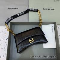 Balenciaga專櫃新品速遞Downtown鏈條單肩包 巴黎世家小號鱷魚黑色黑扣經典Hourglass包 fyj1356