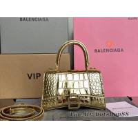 Balenciaga專櫃新款升級版鱷魚紋金色/金扣手提包肩背女包 巴黎世家原廠皮版本XS號沙漏包 fyj1378