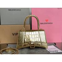 Balenciaga專櫃新款升級版鱷魚紋金色/金扣手提包肩背女包 巴黎世家原廠皮版本S號沙漏包 fyj1379