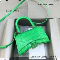 Balenciaga專櫃新款mini號手提肩背女包原單沙漏包 巴黎世家鱷魚綠色綠扣沙漏包 fyj1391