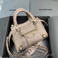 Balenciaga專櫃爆款鱷魚紋淺米色手袋手提包 638512 巴黎世家小號Neo Classic機車包 fyj1445