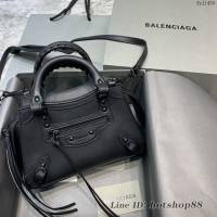 Balenciaga專櫃爆款平紋黑色黑扣手袋手提包 638512 巴黎世家小號Neo Classic機車包 fyj1456