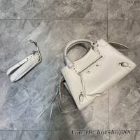 Balenciaga專櫃爆款鱷魚紋白色手袋手提包 638511 巴黎世家中號Neo Classic機車包 fyj1459