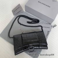 Balenciaga專櫃爆款鱷魚紋黑扣Hourglass mini鏈帶包 巴黎世家鏈條沙漏包 fyj1475