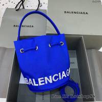 Balenciaga專櫃爆款Balen超輕水桶包 巴黎世家深藍帆布手提包 fyj1496