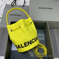 Balenciaga專櫃爆款Balen超輕水桶包 巴黎世家檸檬黃帆布手提包 fyj1498