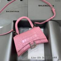 Balenciaga專櫃2022爆款mini號手提包 巴黎世家新粉鱷魚紋沙漏包 fyj1521