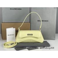 Balenciaga專櫃2022爆款小號平紋黃銀全皮肩背包 巴黎世家翻蓋腋下包 fyj1532