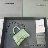 Balenciaga專櫃爆款mini Hourglass沙漏包 巴黎世家鱷魚紋薄荷綠色超迷你號手提肩背女包 fyj1549