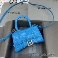 Balenciaga專櫃爆款mini號Hourglass手提肩背女包 巴黎世家亮藍色沙漏包 fyj1728