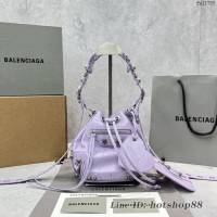 Balenciaga專櫃爆款紫色肩背包 巴黎世家新款機車水桶包 fyj1785