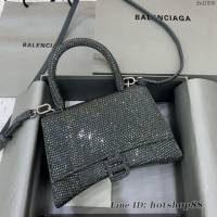 Balenciaga巴黎世家專櫃爆款磨砂深灰全鑽小號沙漏包手提肩背包 fyj1806