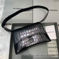 Balenciaga巴黎世家專櫃爆款大號鱷魚黑Hourglass沙漏包 fyj1812