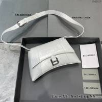 Balenciaga巴黎世家專櫃爆款小號鱷魚紋白色Hourglass沙漏包 fyj1815