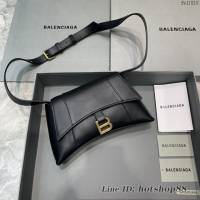 Balenciaga巴黎世家專櫃爆款小號平紋黑色金扣Hourglass沙漏包 fyj1818