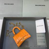 Balenciaga專櫃爆款鱷魚紋橙色鏈條沙漏包 巴黎世家mini Hourglass沙漏包 fyj1845