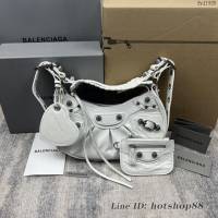 Balenciaga專櫃爆款肩背包 巴黎世家爆裂油蠟皮Le Cagole半月牙腋下包餃子包 fyj1925