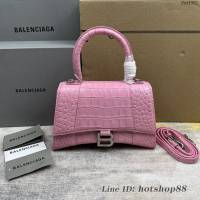 Balenciaga專櫃爆款新色S號鱷魚紋櫻花粉沙漏包 巴黎世家Hourglass沙漏包 fyj1951