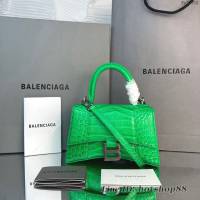 Balenciaga專櫃爆款新色mini號鱷魚春綠色-銀扣沙漏包 巴黎世家Hourglass沙漏包 fyj1958