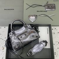 Balenciaga專櫃爆款油蠟銀色銀扣手提女包 638515 巴黎世家Neo cagole機車包 fyj2005