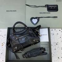 Balenciaga專櫃爆款油蠟黑銀扣手提女包 638515 巴黎世家Neo cagole機車包 fyj2010