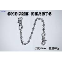 Chrome Hearts專櫃純手工做舊純銀飾品 克羅心925純銀雙狗扣十字圓珠褲包鏈 gj1158