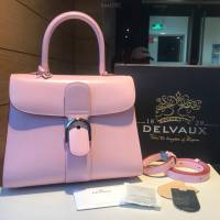 Delvaux全新系列brilliant box皮櫻花粉小牛皮德爾沃專櫃女士手提肩背包 bxs1082