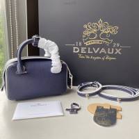 Delvaux全新系列深藍色CoolBox手袋 德爾沃專櫃Nano尺碼體閑無縫手提女包 bxs1182