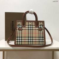 Burberry專櫃新款小號Title泰爾勒手袋 巴寶莉Vintage復古格紋手提托特包肩背女包 yxb1506