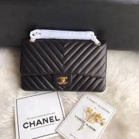 CHANEL女包 1112 中號25cm 最新升級版 進口小羊皮 香奈兒單肩包 大V格 Chanel斜挎女包 djc1097