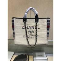 CHANEL女包 A66941 早春新款 牛仔帆布女士休閒購物袋 Chanel單肩沙灘包 香奈兒手提袋 djc1219