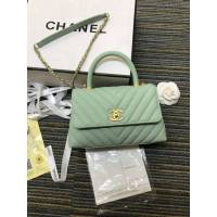 CHANEL女包 A92990 最新v字紋 細顆粒壓花小牛皮 手柄包 Chanel單肩斜挎包 香奈兒手提包 小號口蓋包 djc1686