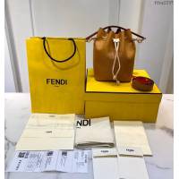 FENDI专柜精品包包 芬迪頂級複刻黃色全皮肩背女包 Fendi牛皮大號水桶包 fdzg2297