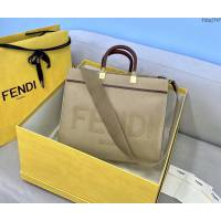 FENDI專櫃精品tote包 芬迪頂級原單Fendi春夏新款帆布購物袋 8266DS杏色 fdzg2747