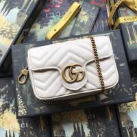 Gucci女包 476433 古馳GG Marmont迷你鏈條包 復古金色五金 Gucci全皮小號女包  gqy1149